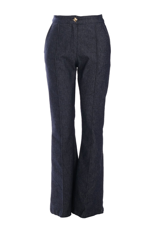 Ysatis Minimalist Yüksek Bel Çizgili Kemerli Kadın Pantolon - Günlük & İş