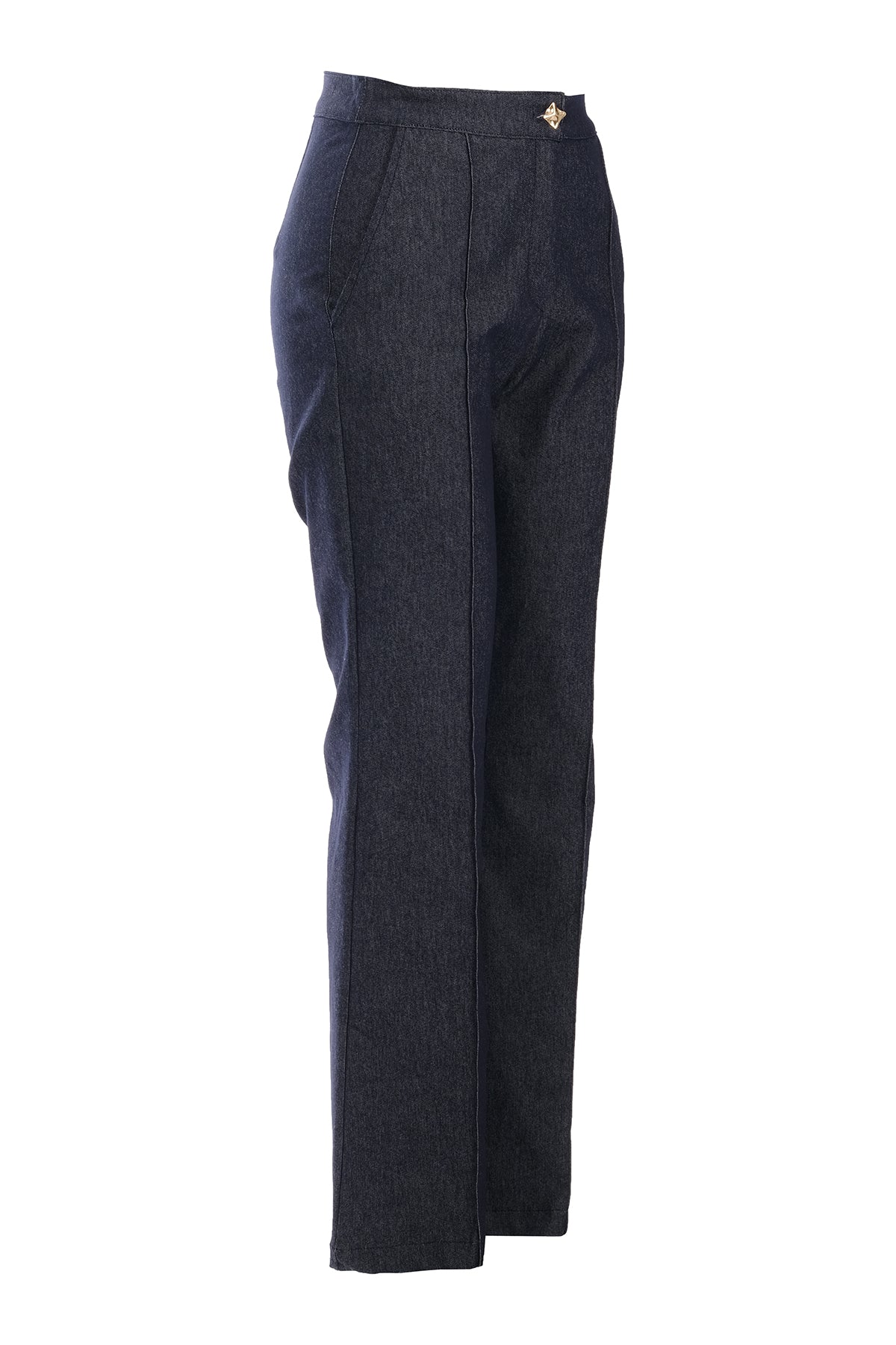 Ysatis Minimalist Yüksek Bel Çizgili Kemerli Kadın Pantolon - Günlük & İş