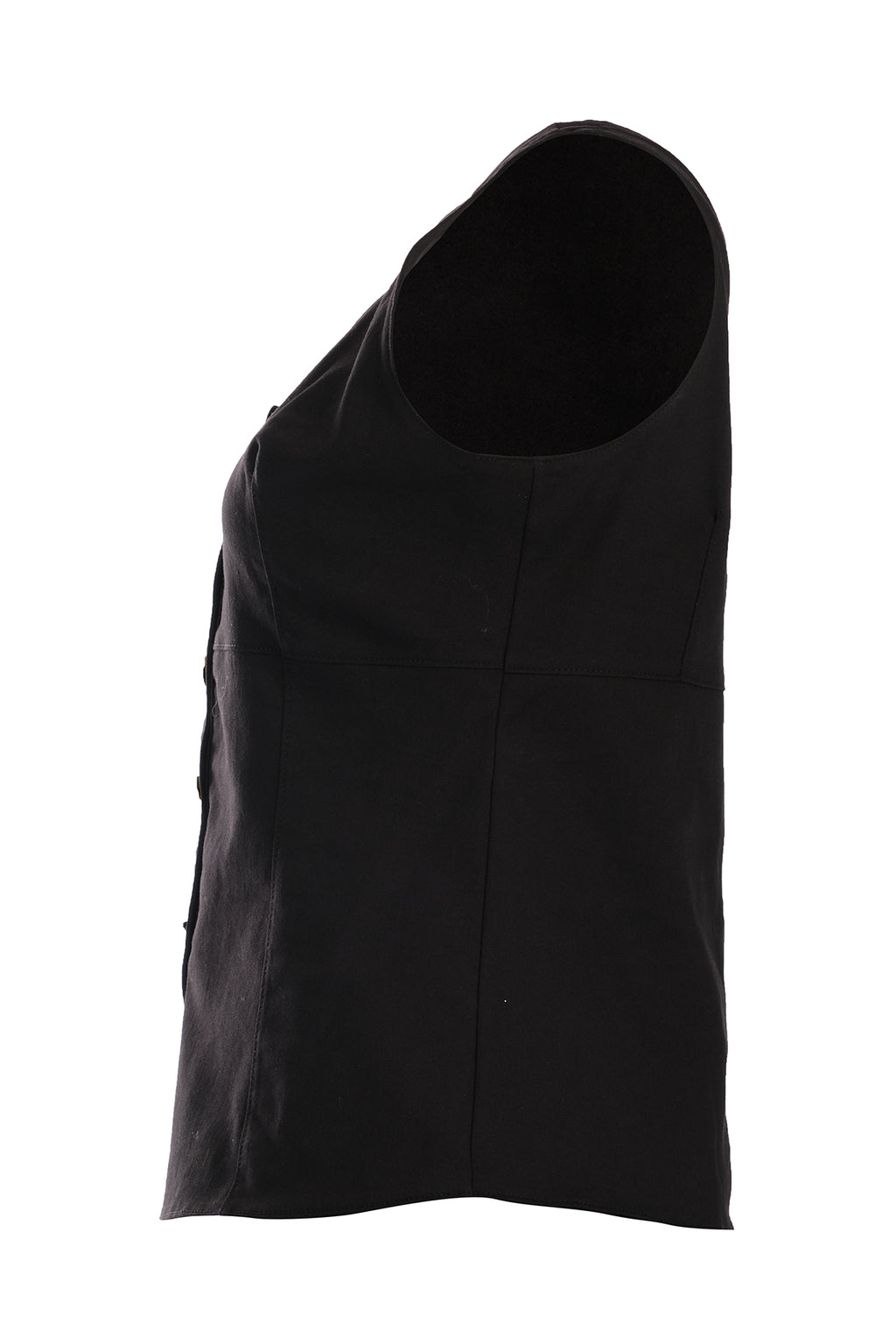 Ysatis Minimalist Crop Denim Yelek - Kolsuz, Düğmeli, Günlük