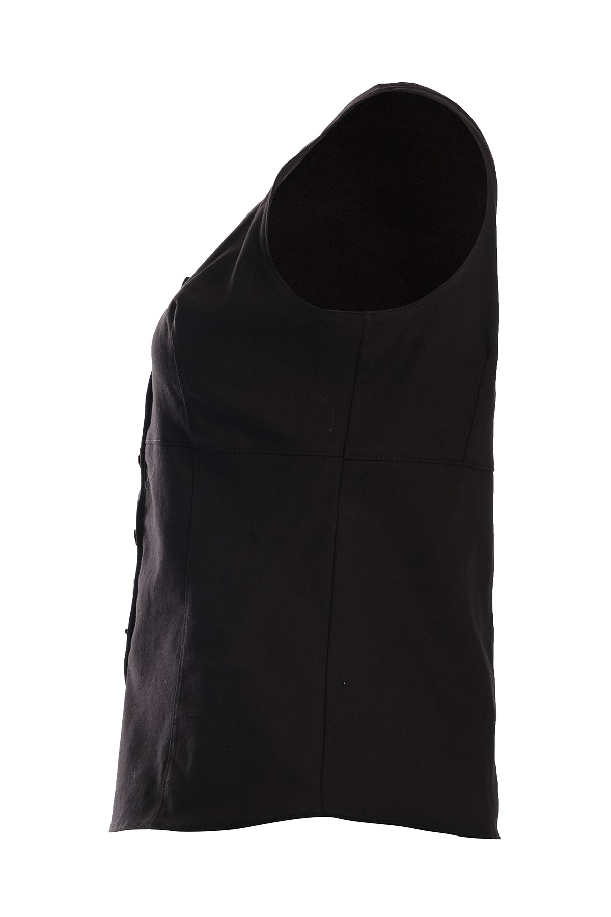 Ysatis Minimalist Crop Denim Yelek - Kolsuz, Düğmeli, Günlük