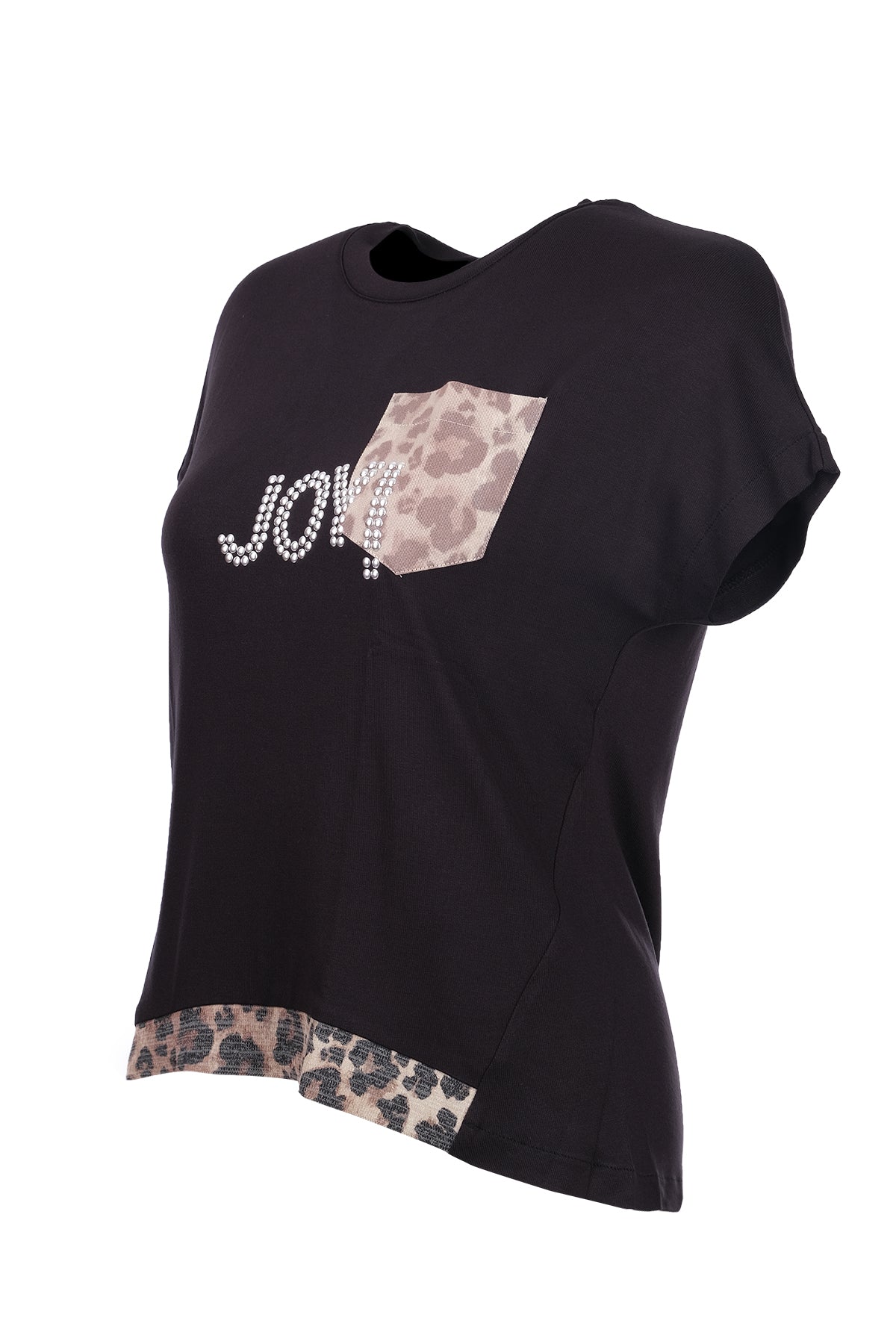 Ysatis Minimalist Oversize Kısa Kol Kadın Bluz - Leopar Detay