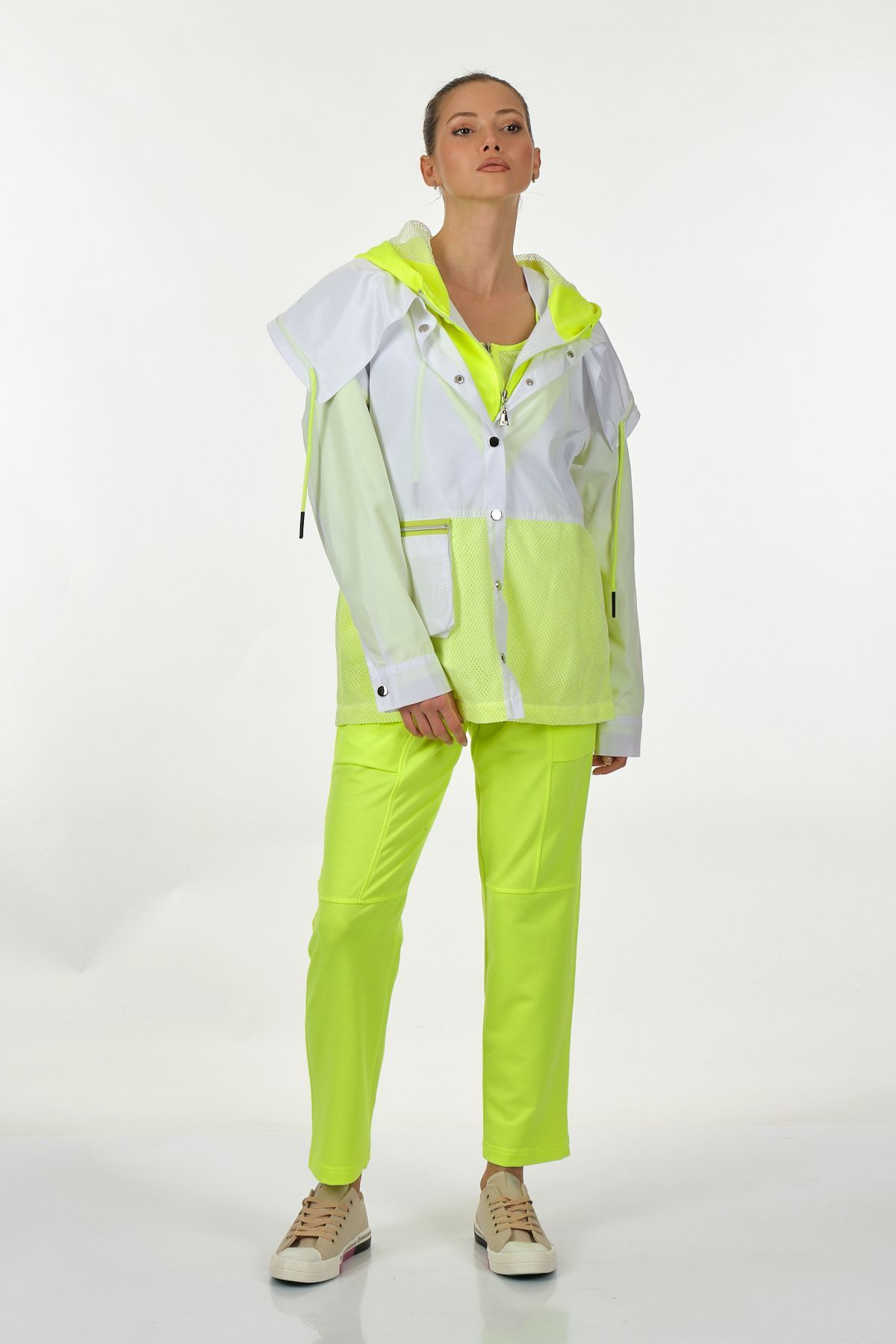 Ysatis Oversize Kapüşonlu Neon Kadın Ceket - Günlük Spor Translation missing: tr.content.product_image_main