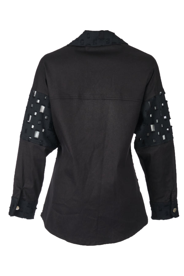 Ysatis Oversize Uzun Kol Minimalist Kadın Ceket - Geometrik Detaylar