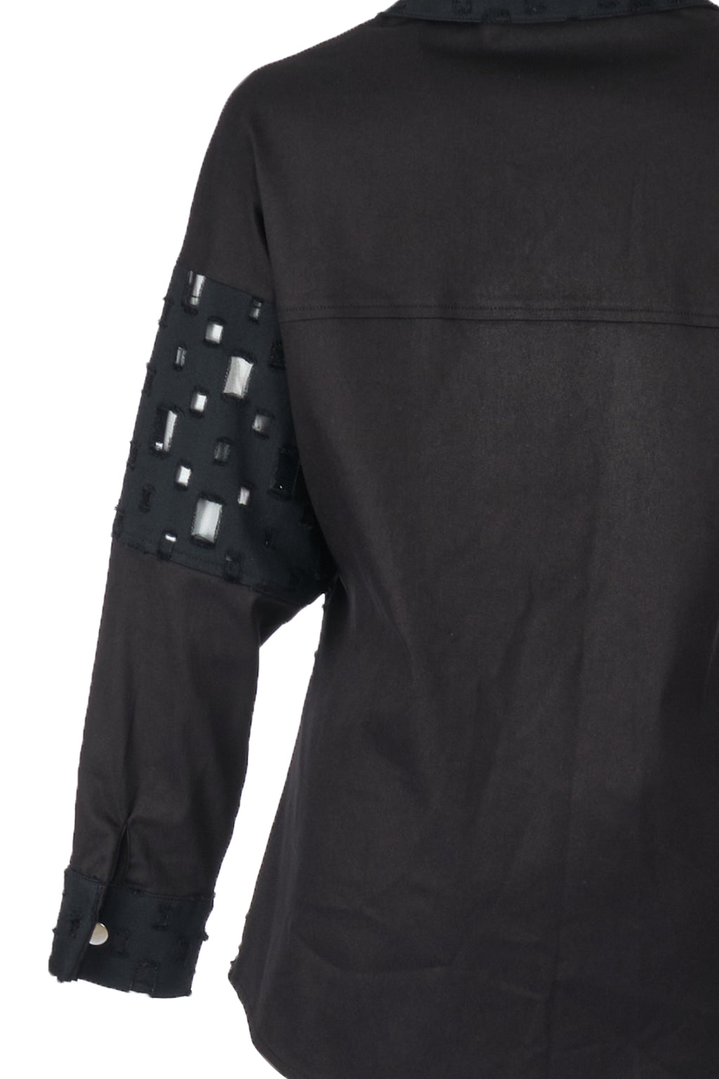 Ysatis Oversize Uzun Kol Minimalist Kadın Ceket - Geometrik Detaylar