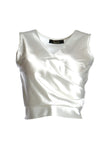 Ysatis V Yaka Kolsuz Saten Crop Bluz - Minimalist Tasarım