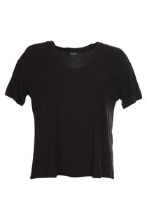 Ysatis V Yaka Oversize Minimalist Kadın Bluz - Kısa Kol - Günlük