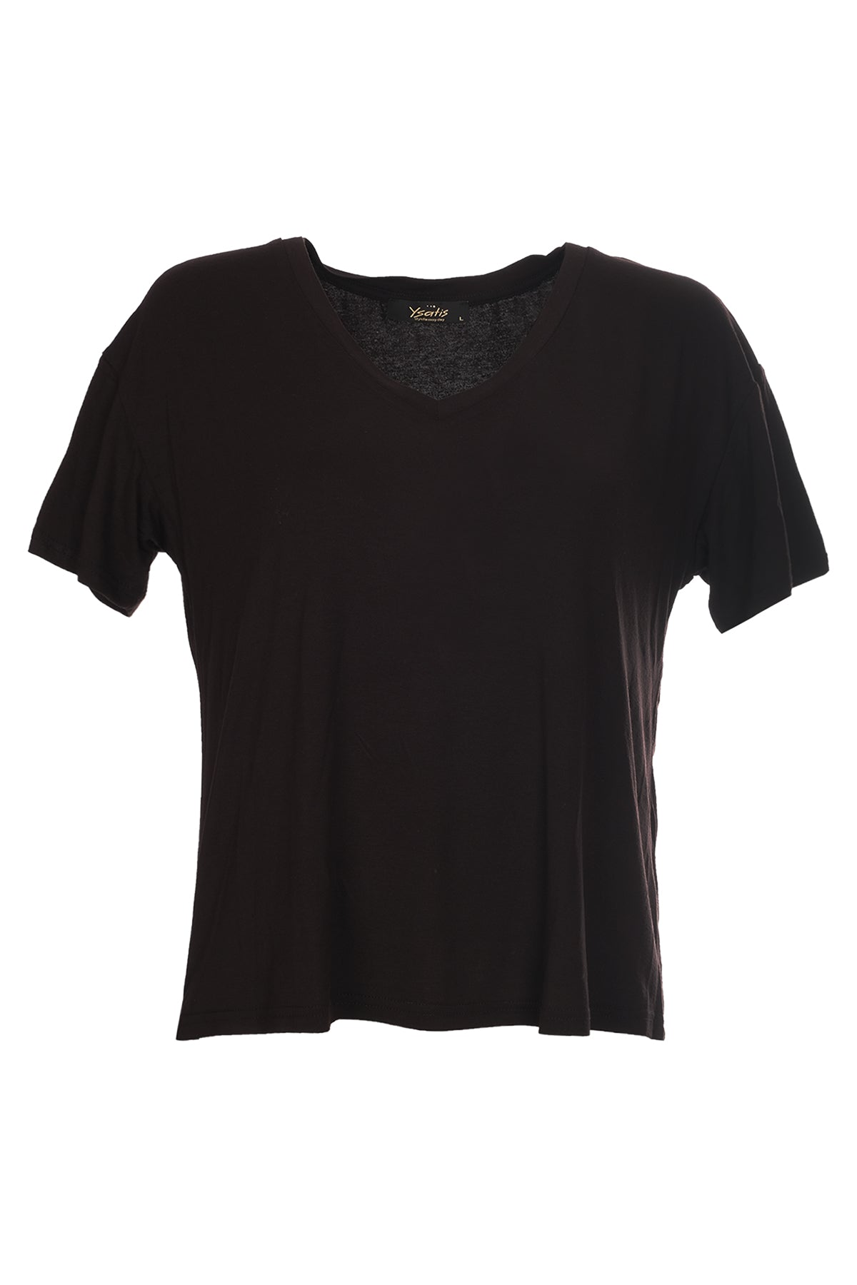 Ysatis V Yaka Oversize Minimalist Kadın Bluz - Kısa Kol - Günlük