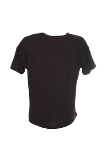 Ysatis V Yaka Oversize Minimalist Kadın Bluz - Kısa Kol - Günlük