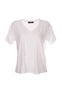 Ysatis V Yaka Oversize Minimalist Kadın Bluz - Kısa Kol - Günlük