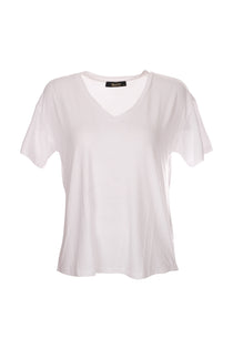 Ysatis V Yaka Oversize Minimalist Kadın Bluz - Kısa Kol - Günlük