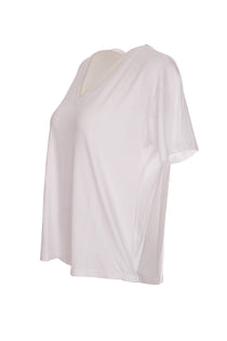 Ysatis V Yaka Oversize Minimalist Kadın Bluz - Kısa Kol - Günlük